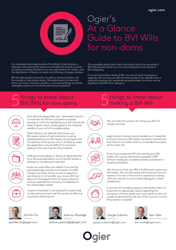 Ogier’s At a Glance Guide to BVI Wills for non-doms - Page 1